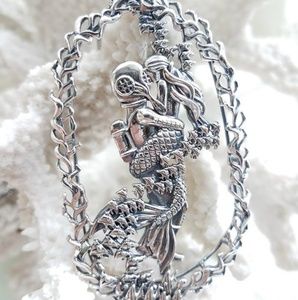 Mermaid and Diver Necklace Pendant